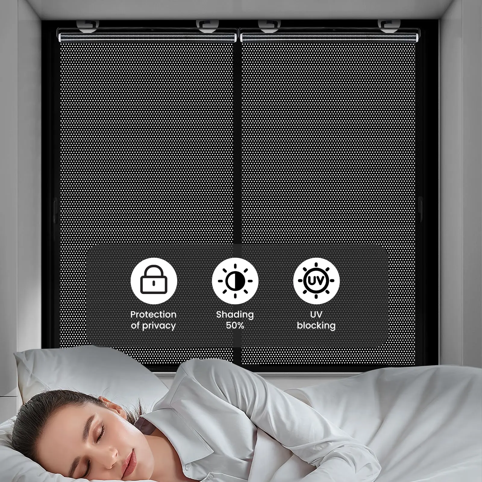 Blackout Roller Blinds Home Windows Sunshade Nail-Free Curtain for Car Bedroom Kitchen Office
