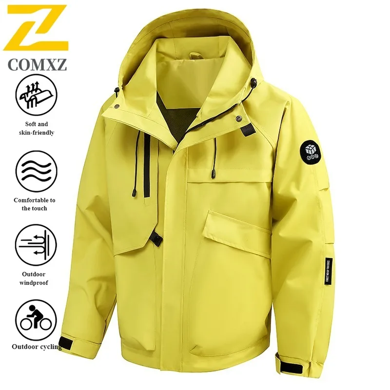 Autumn Workwear Jacket Water-Resistant Windproof Outdoor Coat for Teens Hiking Camping Fishing Durable Lightweight Utility Top
