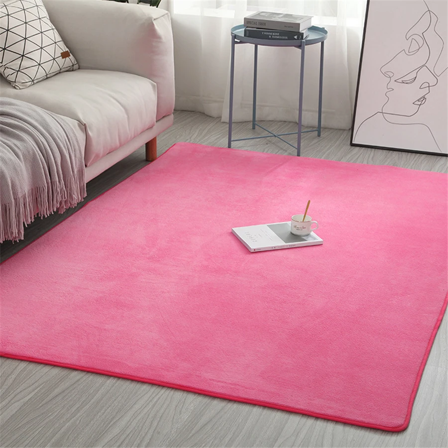 Living Room Coral Fleece Carpet Sofa Coffee Table Rugs Kid's Bedroom Non-slip Soundproof Balcony Bay Window Mat