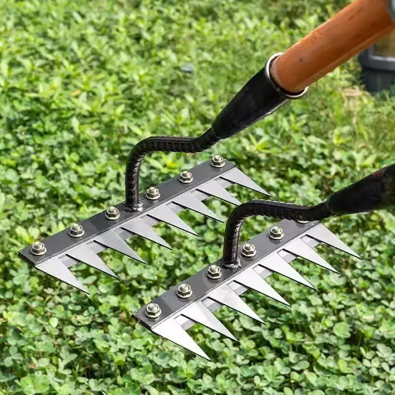 Garden Rake Weed Tool Head Portable Weeder Hand Weeder Weed Puller Tool Weed Puller Weed Tool Attachment Carbon Steel Weed Rake 5/6/7/8 Teeth Garden