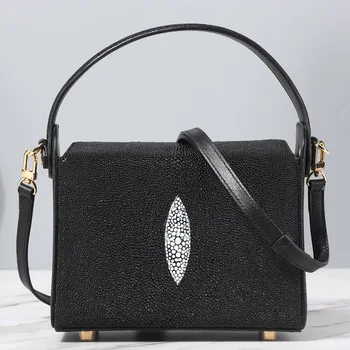Luxury Pearl Fish Skin Women's Bag 2022 New Fashion Lady Box Bag Luxury Shoulder Messenger Bag Real Leather Small Square Bag 50
