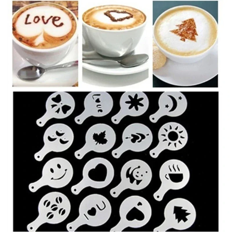 Extravagante café impressão flor molde, Latte Cappuccino Mold, Decoração do bolo, Bolo plástico modelo, 8 pcs por conjunto, 16pcs por conjunto