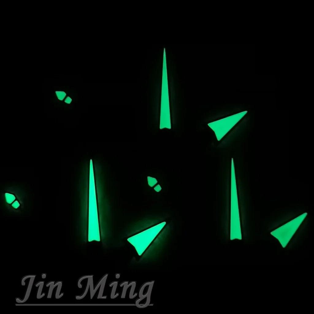 Luminous Green and Silver-Gold Watch Hands for Timepiece Customization