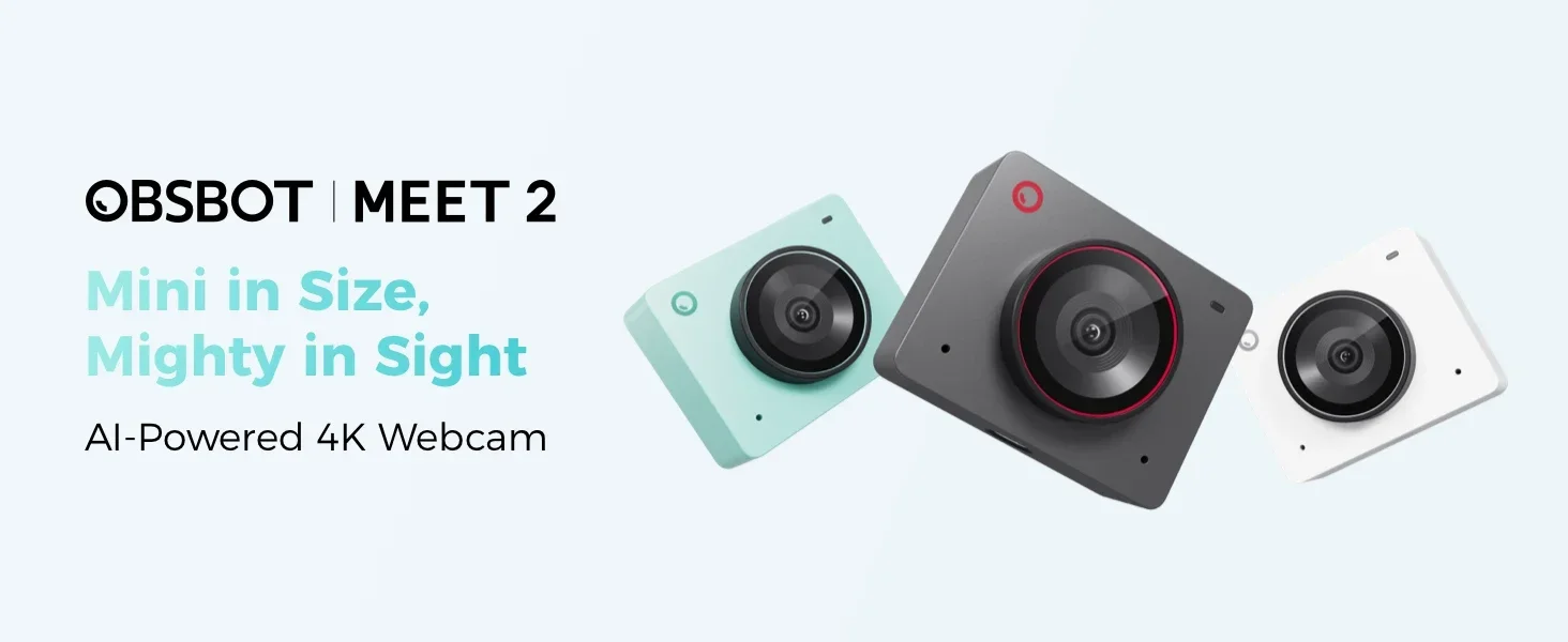 OBSBOT Meet 2 Webcam 4K AI Framing & Auto Tracking, 1/2" Sensor, 60FPS, Auto Foc