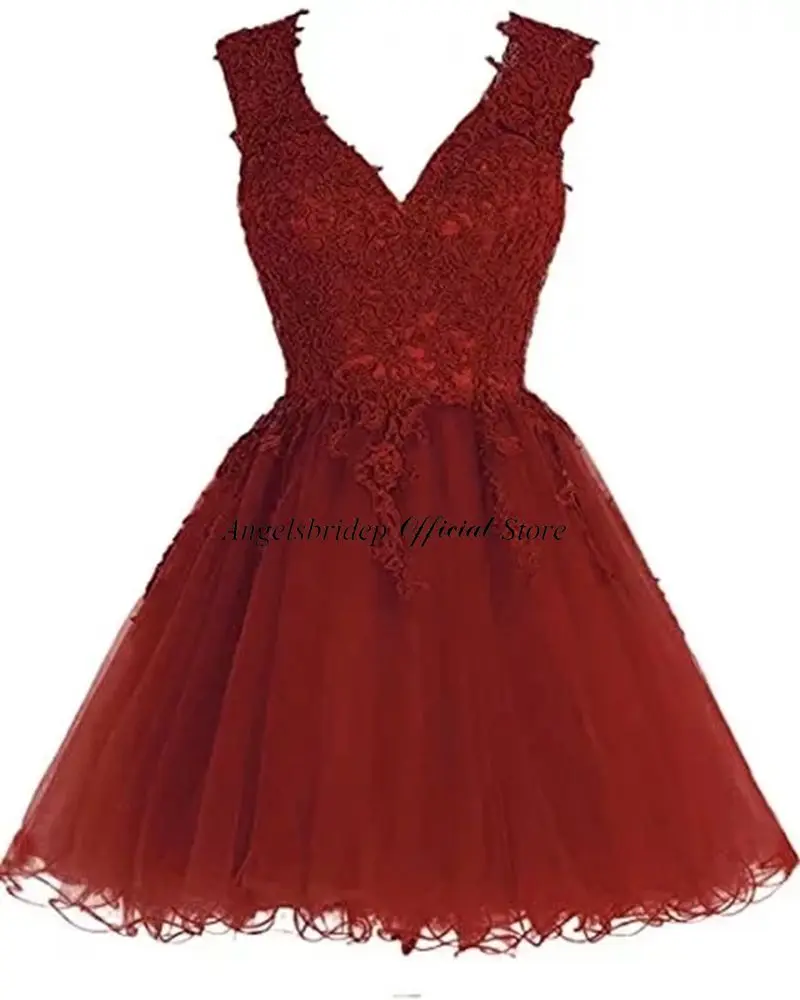 Angelsbridep-Robe de soirée à bretelles, col en V, zone courte, robe de princesse, appliques formelles, occasions spéciales, remise des diplômes junior