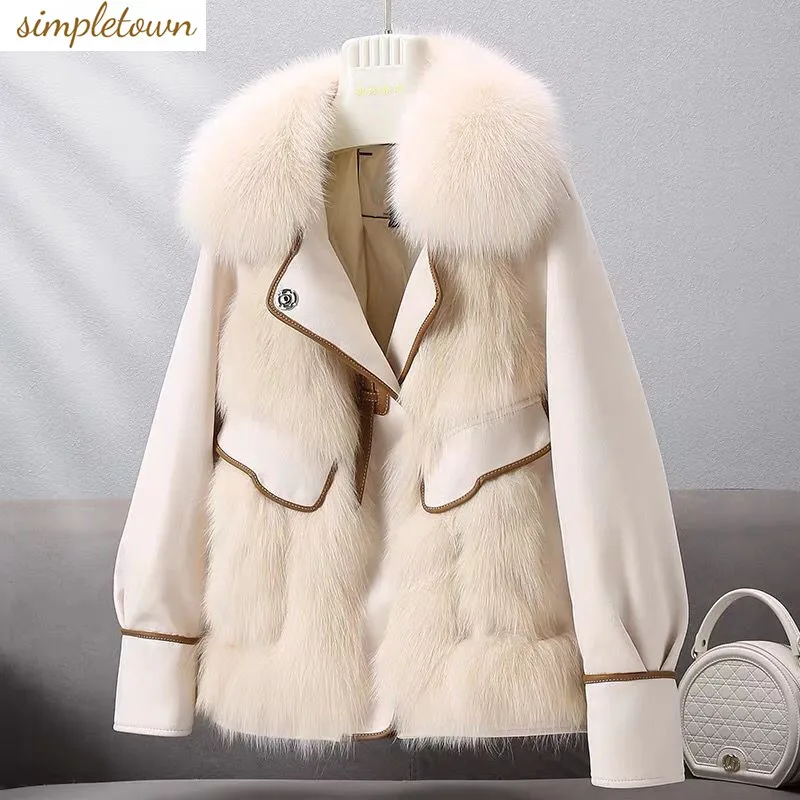 Fox Fur Grass Women's Full Leather Coat for Youth and Age Reduction 2024 Winter New Popular Down Pie Overcoming Suede Trendy Top