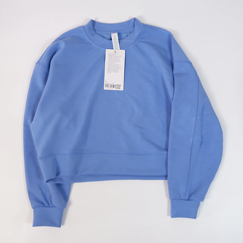 Quick drying yoga clothes women's short high waist round neck sweater long sleeve spandex loose high elastic sports fitness slim women workout jackets