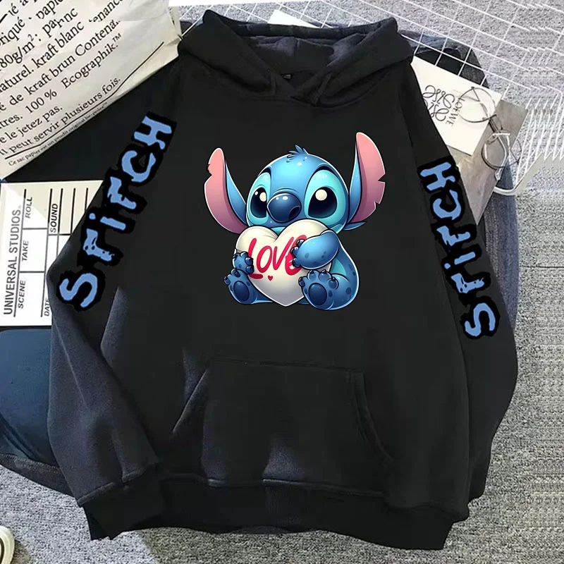 Luxury Brand Women's Hoodies Disney Lilo & Stitch Harajuku Jackets Japanese Fashion Winter Sweaters Women's Warm Sweatshirts 4