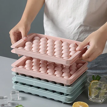 뚜껑이 있는 3D 원형 아이스 큐브 트레이, 플라스틱 다이아몬드 구형 스타일 아이스 몰드, DIY 금형 아이스볼 메이커 주방 도구, 1PC