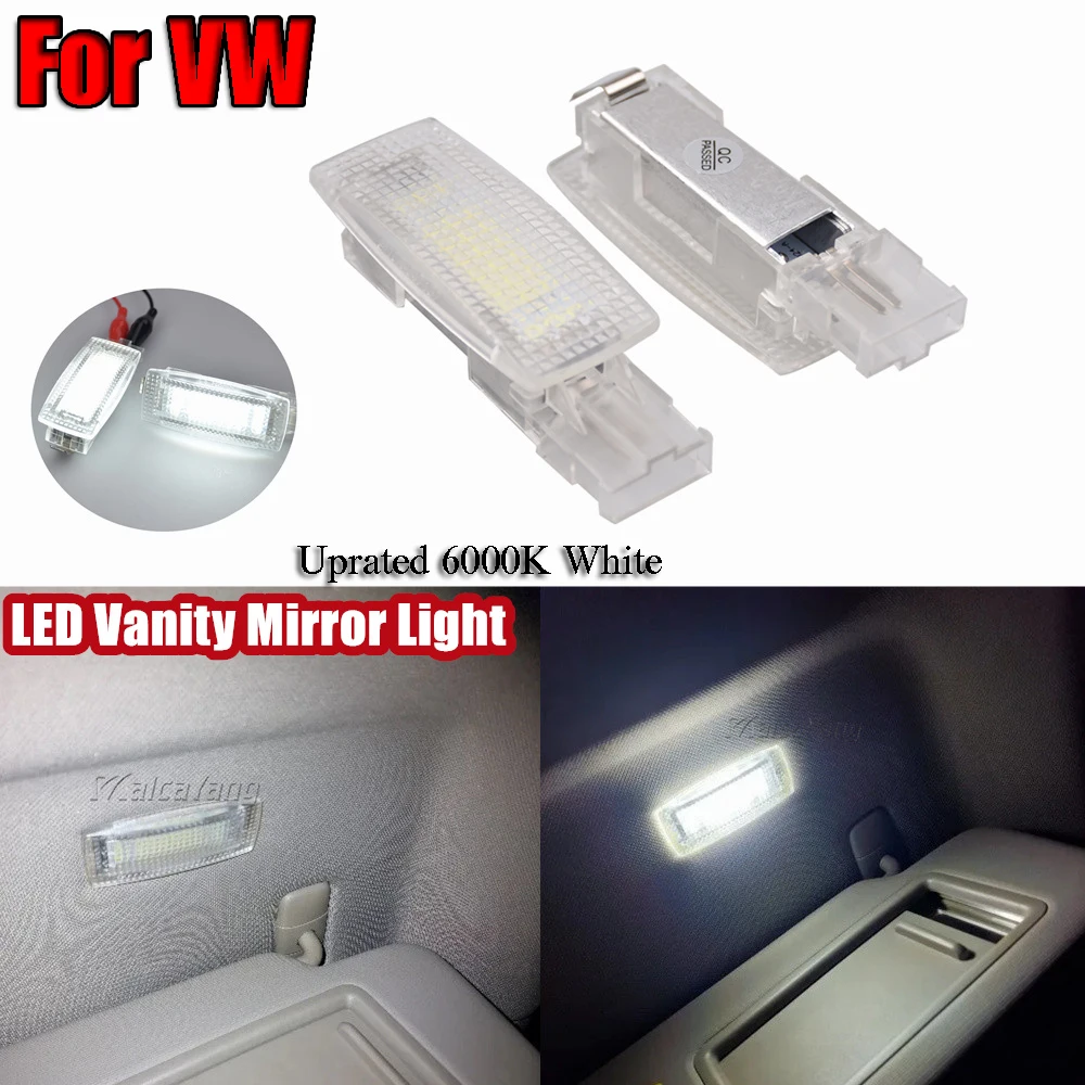 2Pcs Auto Led Vanity Mirror Light 12V Per Vw Golf 4 5 6 7 Passat Cc B5 B6 B7 Polo Tiguan Scirocco Jetta Vanity Mirror Light