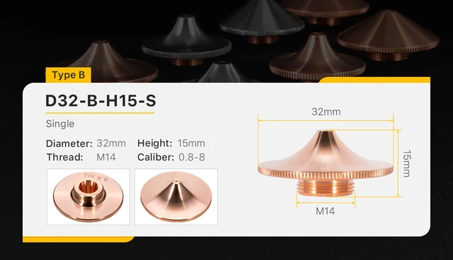 Ugello Laser Strato Singolo Diapositiva Cromata 32 Mm H 15 Mm Per