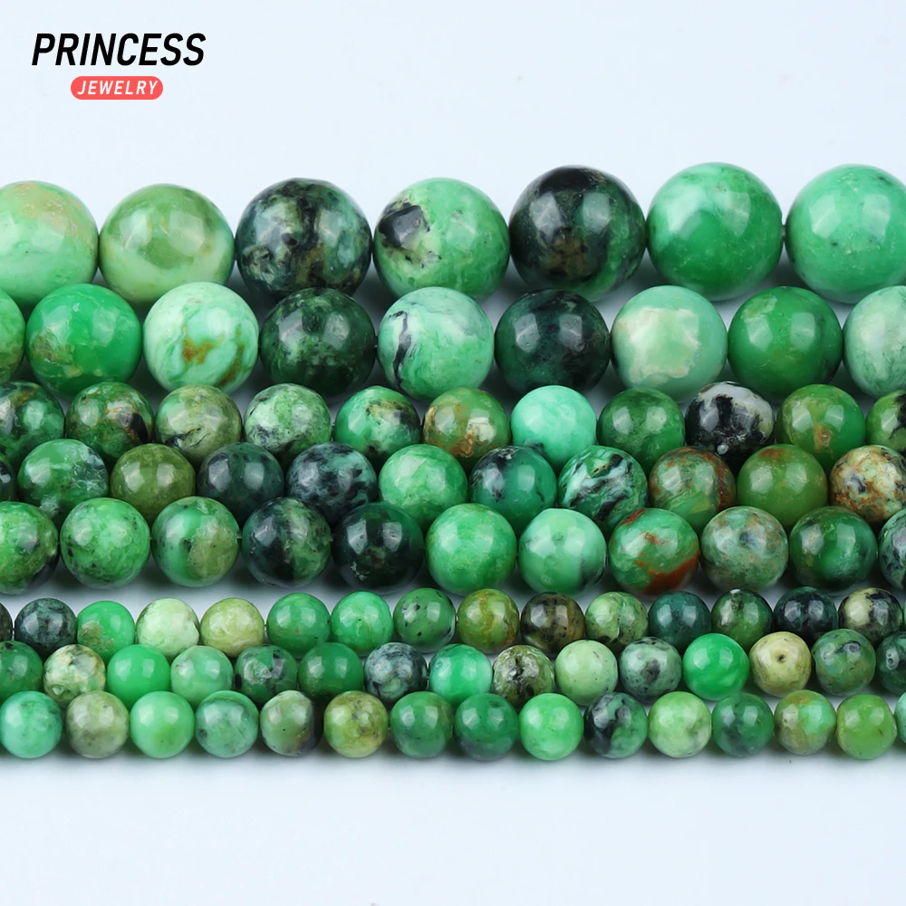 A+ Natural Stone Green Variscite Eosphorite 4 6 8 10mm Beads for Jewelry Making Charm Bracelet Necklace DIY Beads Accessories