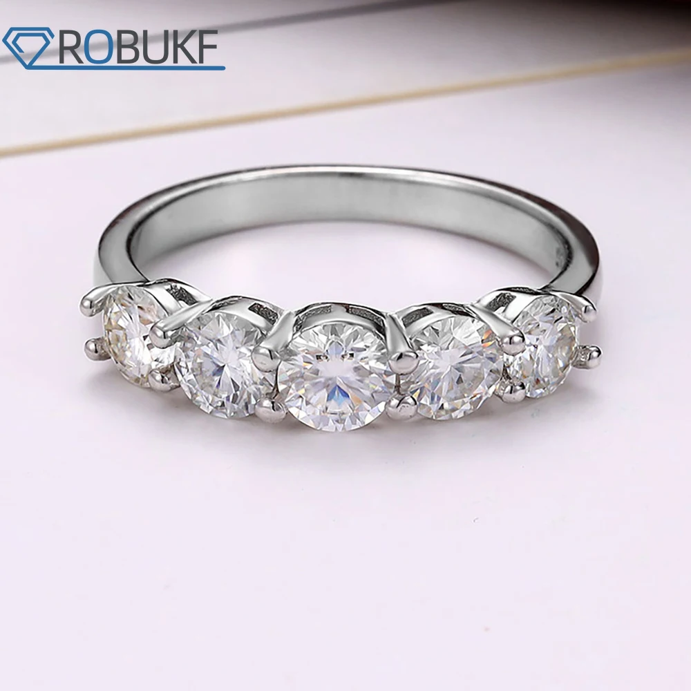

2.2cttw D Color Full Moissanite Ring For Women 925 Sterling Sliver 18k White Gold Plated Eternity Band Wedding Engagement Rings
