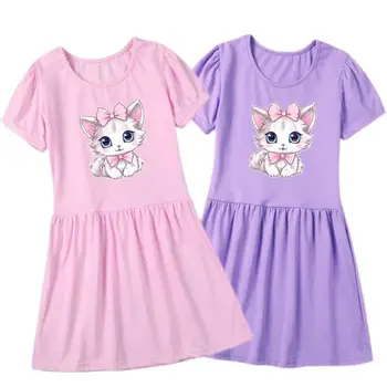 Girls Cat Print Dress 1