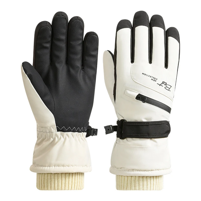 Ski Gloves Women Waterproof Padded Thickened Cotton Winter Touch Screen Warm Windproof Outdoor Riding Motorcycle Sports Men Soft