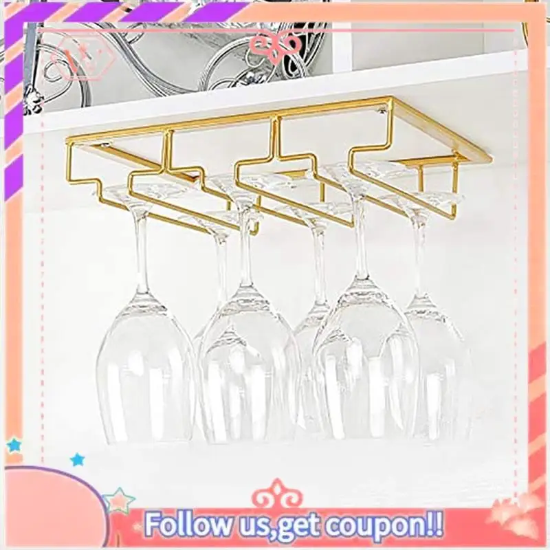 Upgraded 3 Rows Wine Glass Rack Under Cabinet Stemware Holder Iron Wine Glass Organizer Glasses Storage Hanger For Bar Kitchen
