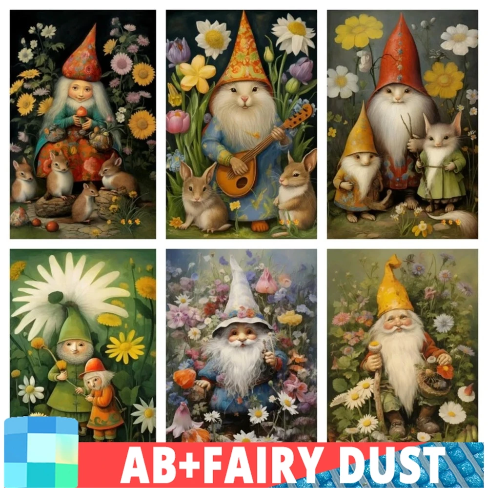 

Сказочная пыль AB Diy алмазная живопись мозаика Гоблин мультфильм настенное искусство гном вышивка Новая коллекция цветок карликовый кролик домашний декор