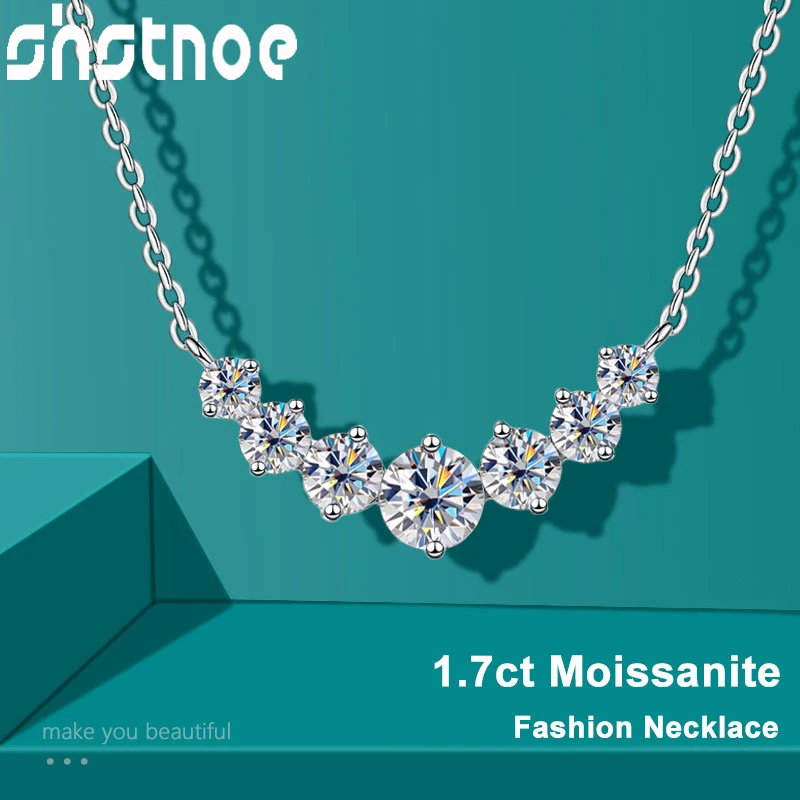 

SHSTONE Moissanite Necklace for Woman Wedding Fine Jewely with Certificates 925 Sterling Sliver Plated 18k White Gold Necklace