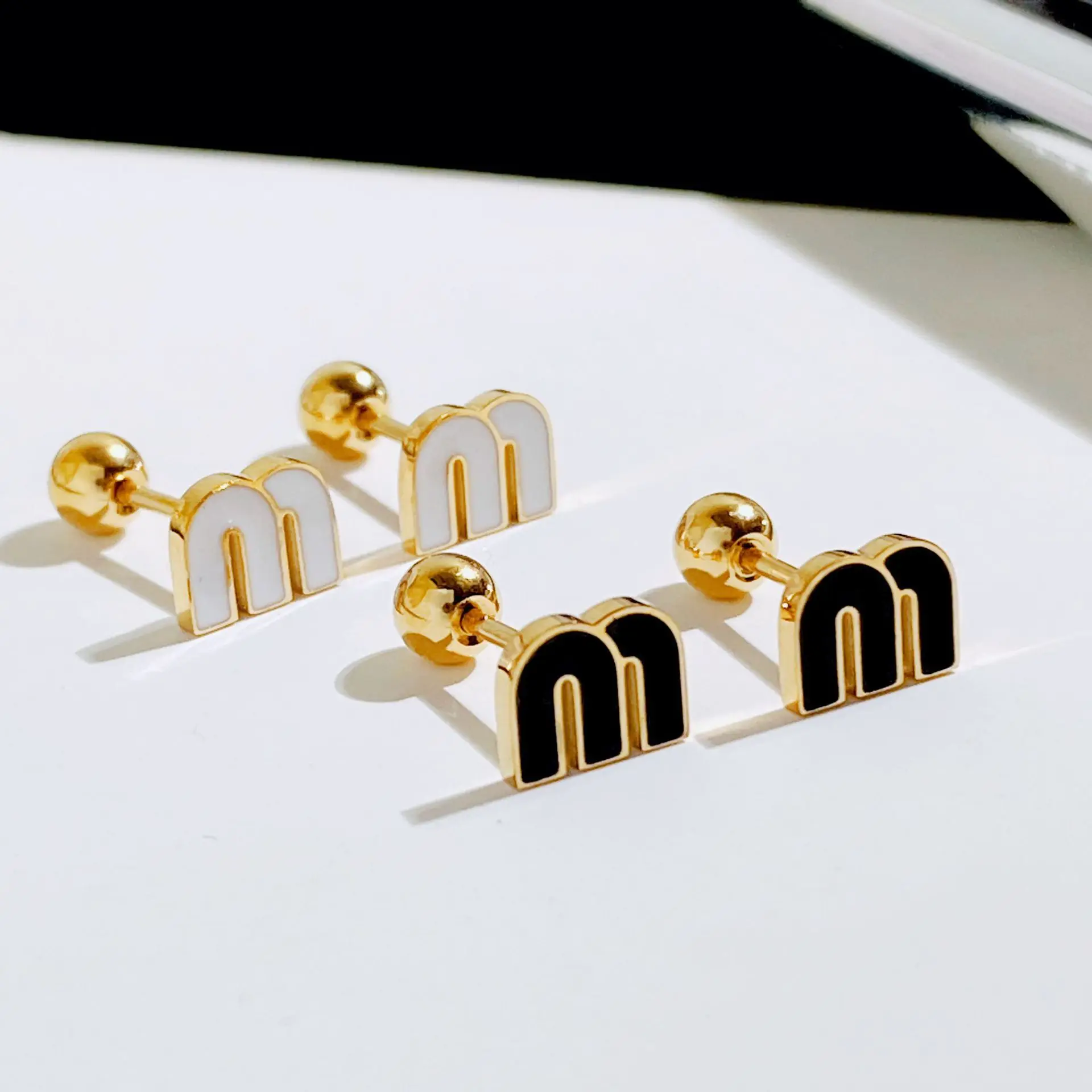 Korean Fashionable M Letter Stainless Steel Earring Minimalist Design Girl Birthday Festival Surprise Gift Romantic Jewelry