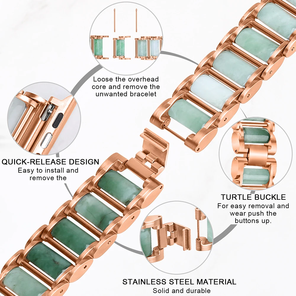 Jade Jewelry Strap For Apple Watch Bands 45mm 44mm 49mm 42mm 41mm 40mm38mm High Quality Bracelet for iWatch Ultra 8 7 6 5 4 3 SE