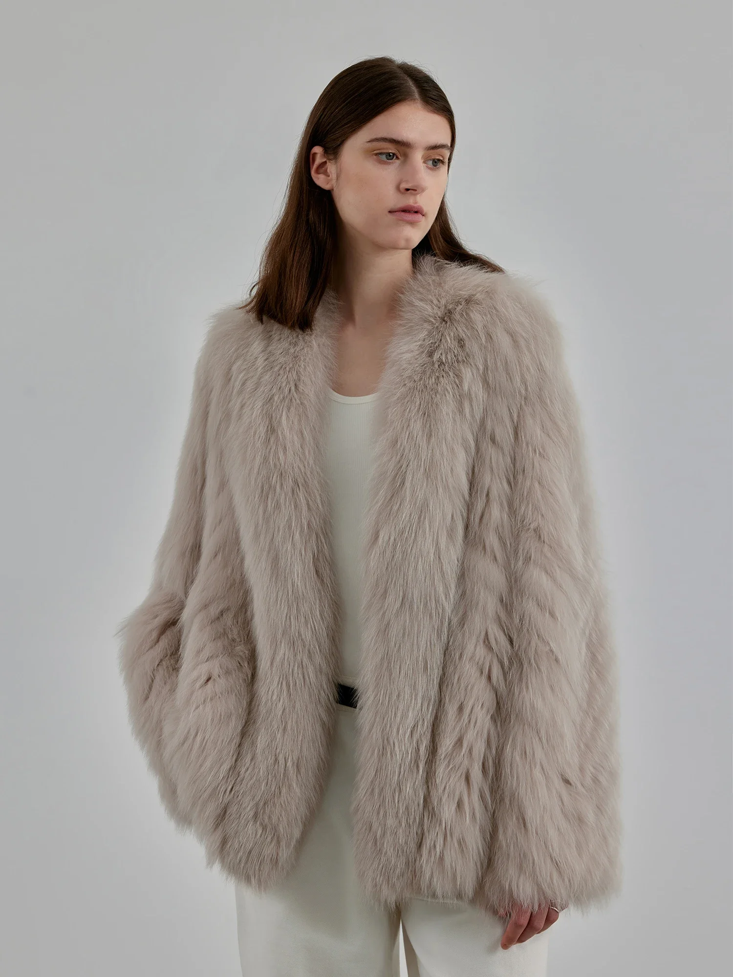 

Real Fox Fur Coat 2023 Fluffy Winter Young Knitted Thick Warm Fur Women's Clothes Solid High Street Commuting Long Sleeve Jacket