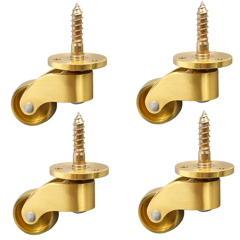 

4PCS 1'' Solid Brass Casters Universal Furniture Rollers Table Chair Sofa Couch Feet Castors 360° Swivel Smoothly Moving Wheels