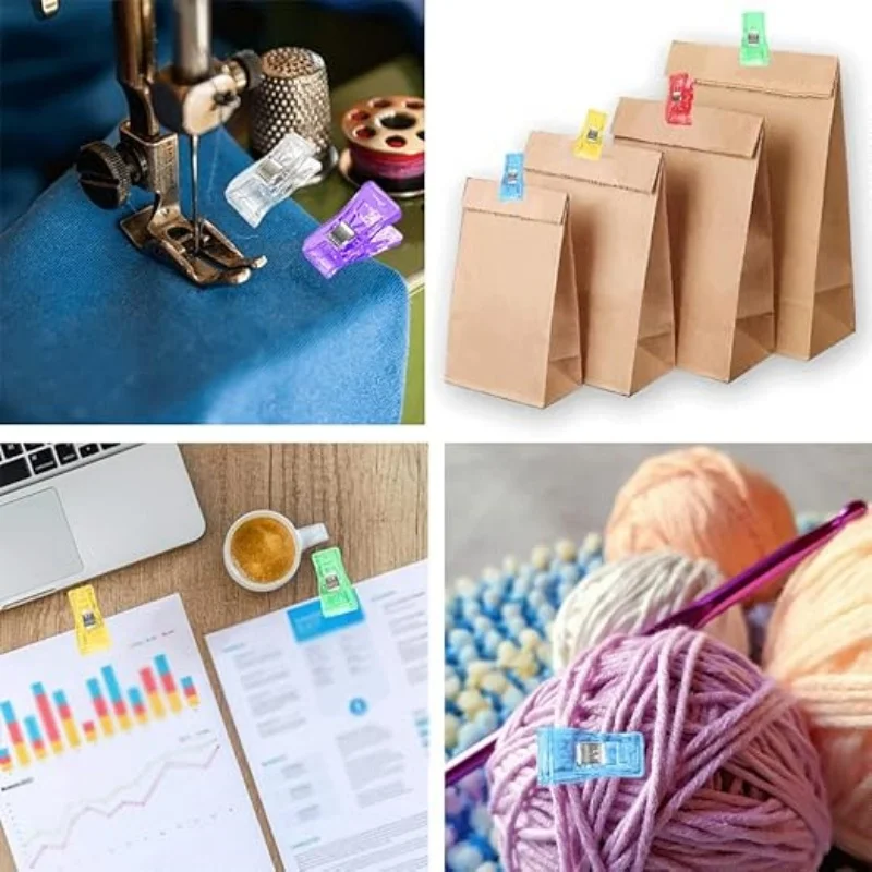 50개 바느질용 클립, 원단용 플라스틱 클립, 바느질 용품용 아크릴 클립, 퀼팅 용품용 투명 믹스 컬러 클립