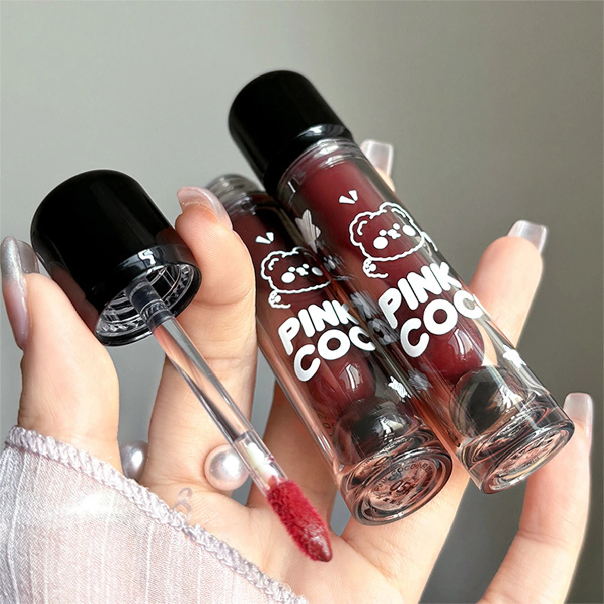 PINKCOCO Bear Dudu mirror lip glaze does not fade mirror water gloss lip gloss lipstick 4