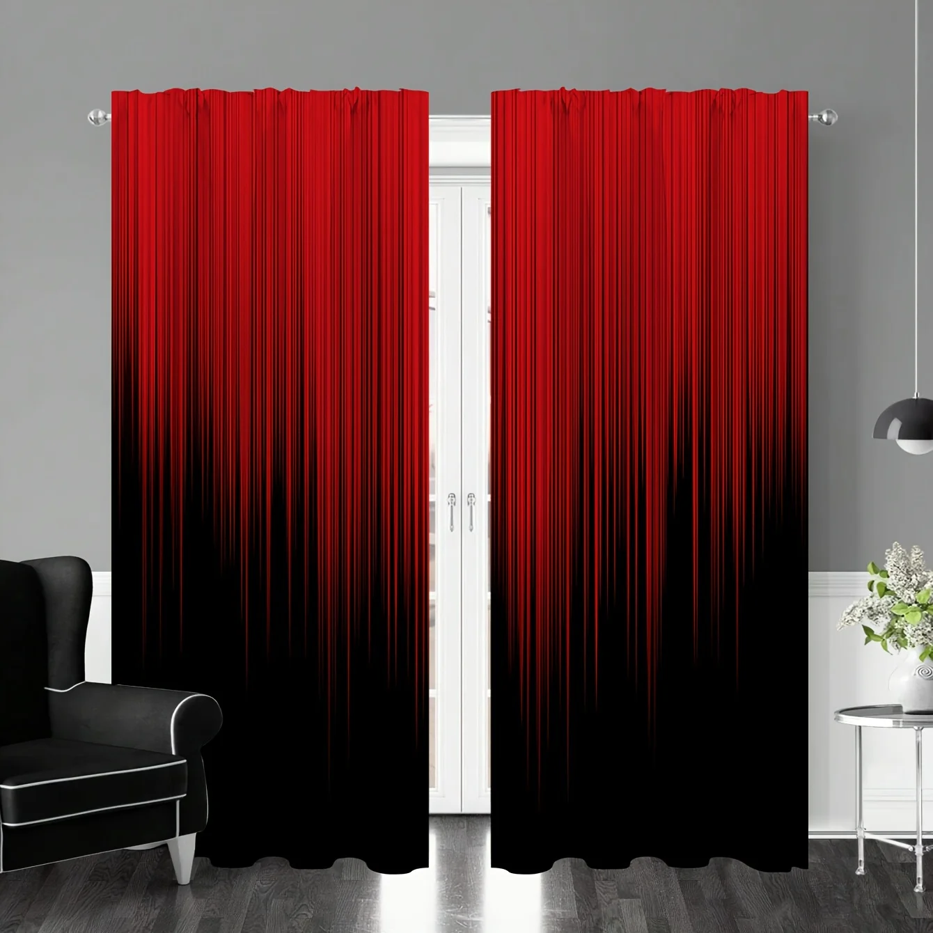 

2 Panel Black and Red Curtains Ladies Mr. Curtains King Queen Curtains for Bedroom Living Room Kitchen Window Blinds cortinas sa