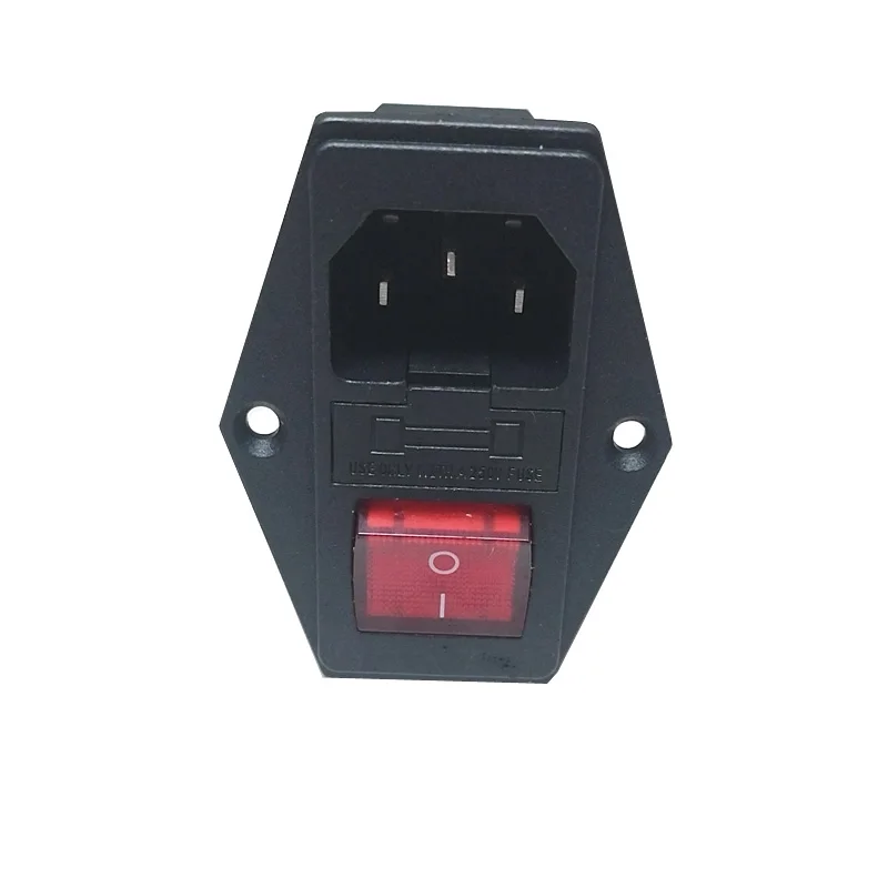 1pcs 10A 250V Power Switch AC Power Outlet With Red Triple Rocker Switch Fused Module Plug For 3D Printer Parts