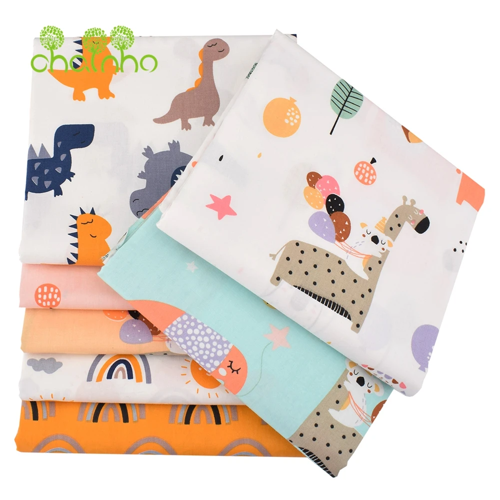 Chainho,Printed Twill Weave Cotton Fabric,DIY Sewing Quilting Material,Patchwork Cloth,Cartoon Series,2 Specification,15C294