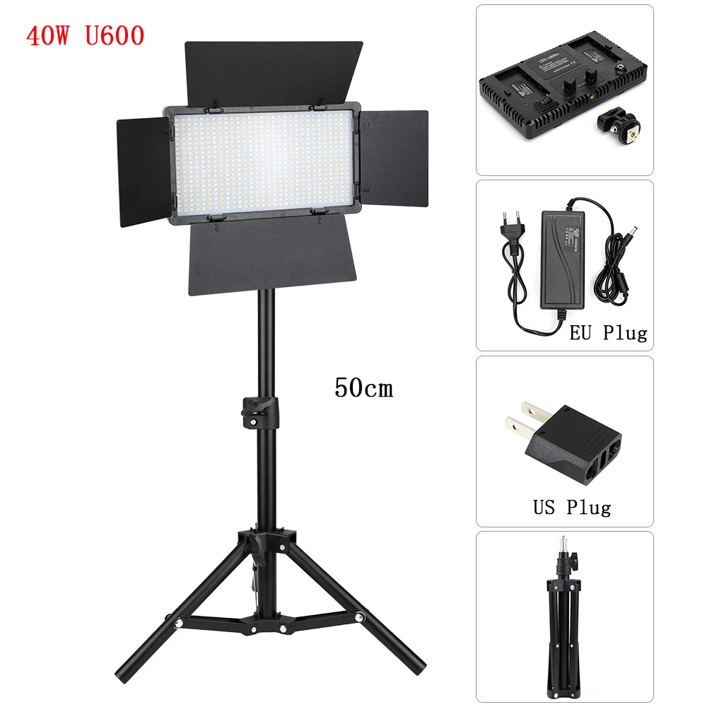 Andoer - Kit D'éclairage Pour Studio Photo - 3 X 50 X 70 Cm - Avec 3 Lampes Photo De 135 W - Trépied De 2 M - Bras De Flèche Pour YouTube, Tiktok