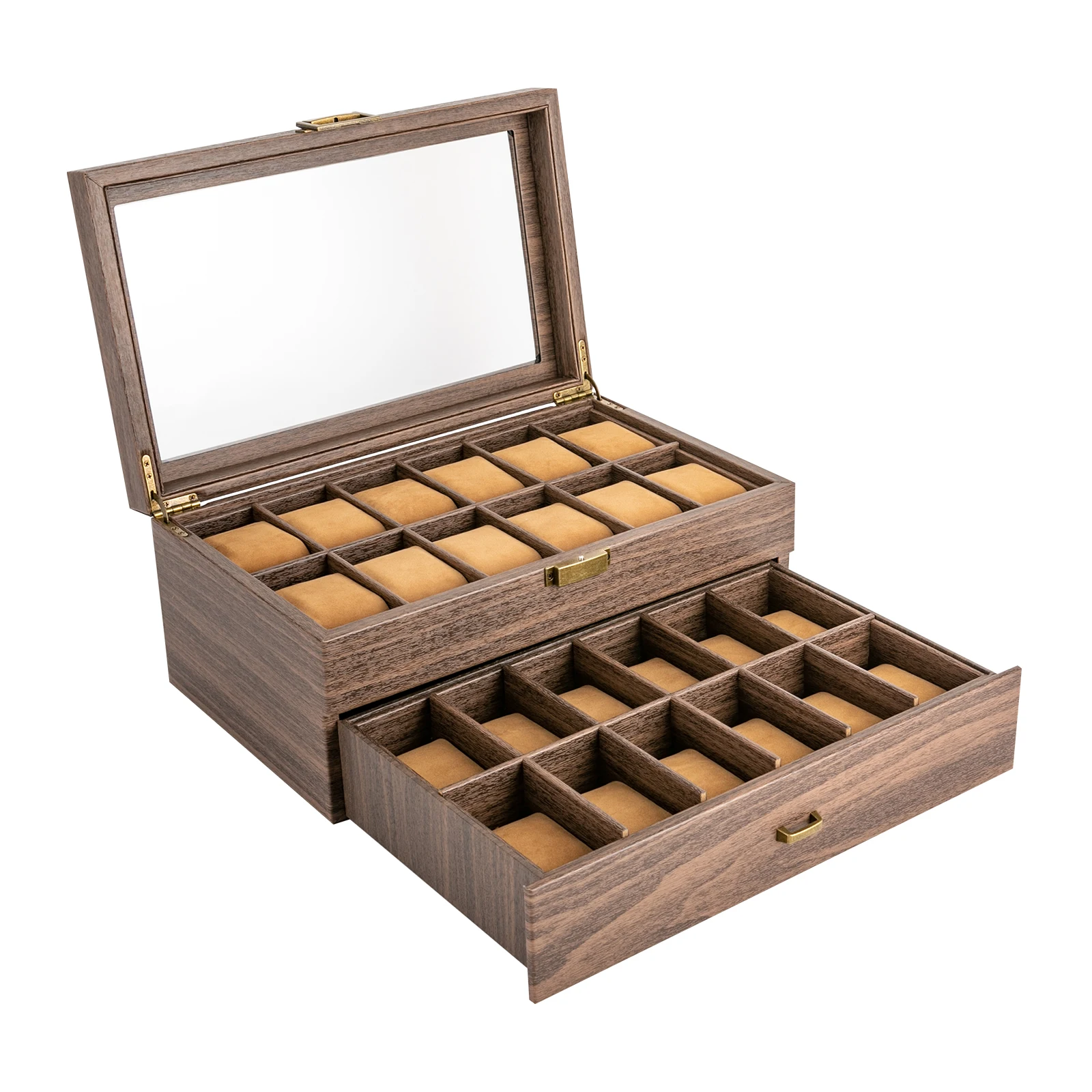 24-Fächer Uhrenbox-Organizer Luxuriöses Uhrenetui für Herren und Damen Eleganter Uhrenhalter zur Aufbewahrung und zum Schutz von Zeitmessern – Detail 14