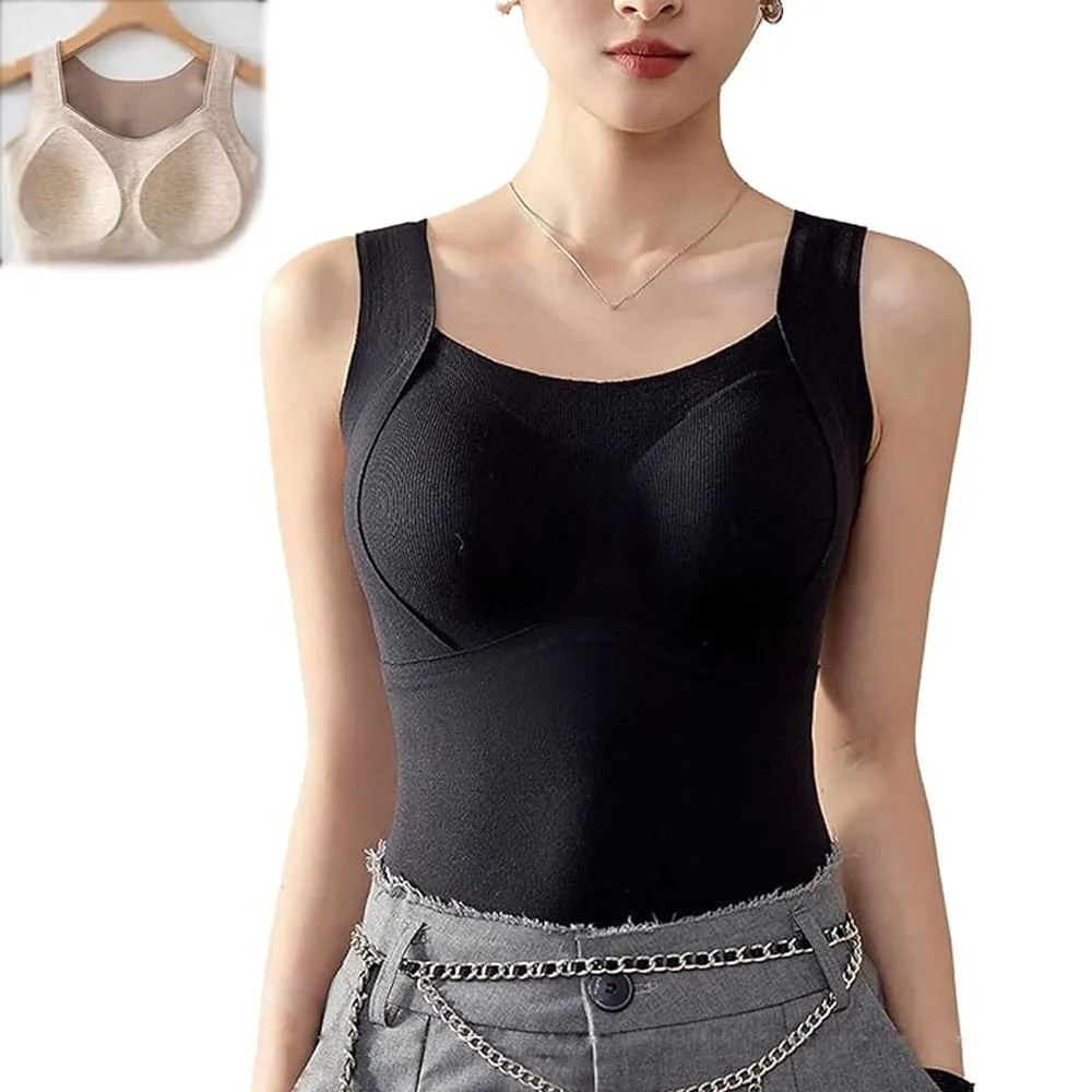 Polyester Sleeveless Seamless Warm Tank Top for Women