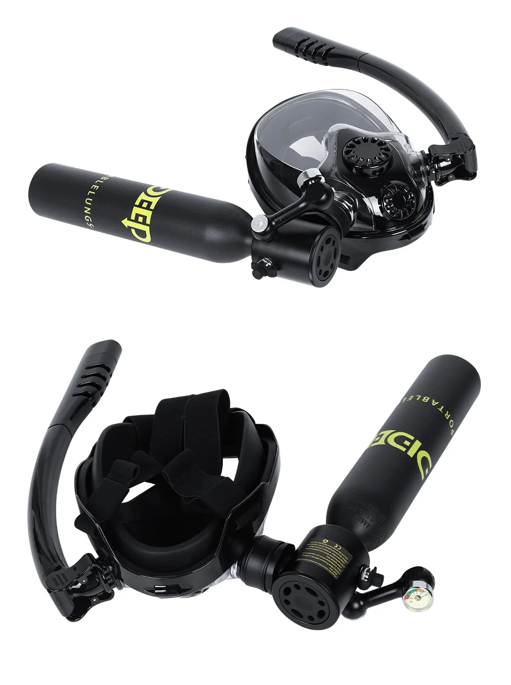 DIDEEP 0,5-Liter Mini-Tauchflaschen-Set, bis zu 5-10 Minuten Unterwasser-Tauchzeit, tragbare Tauchausrüstung mit HD-Vollgesichtsmaske – Detail 3