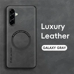 Magnetic Leather Shockproof Phone Case with MagSafe Compatibility - Galaxy A37 (Gray)