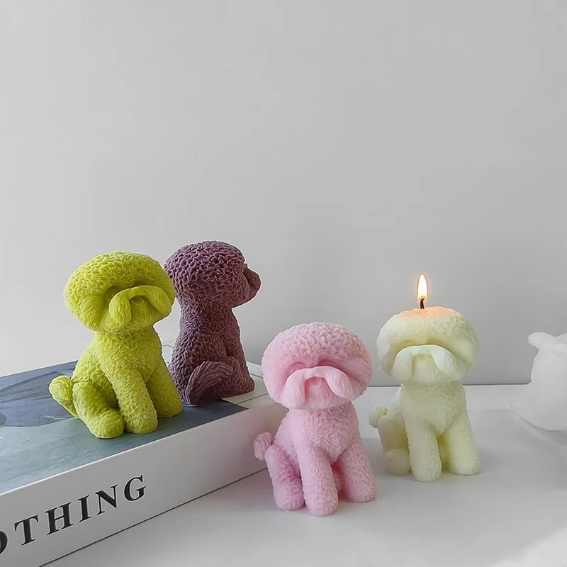 

3D Teddy Dog Silicone Candle Mold Cute Pet Dog Shape Resin Epoxy Plaster Chocolate Gypsum Ice DIY Baking Mould Home Decor Gifts