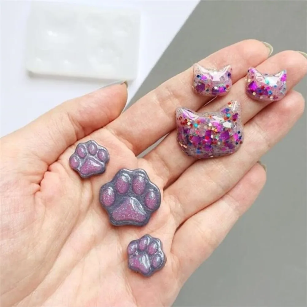 Small Cat and Paw Silicone Resin Tiny Mold Cute Animal Crystal Mould For DIY Keychain Earring Jewelry Pendant Crafts Making