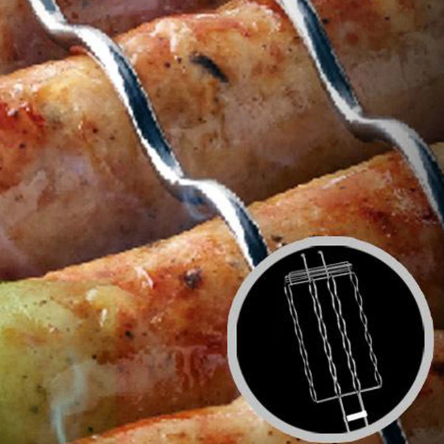 Grillező Kosár Fémháló Grill Kolbász Állvány Nettó Piknik Kemping Bbq Otthoni Konyha Kiegészítők - Image 2
