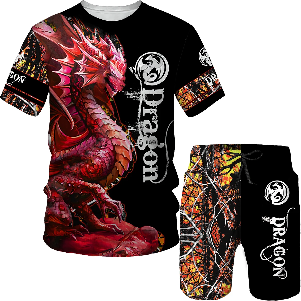 Summer Men T-shirt Set Tracksuit Cool Lion 3D Printed Short Sleeve Pants 2 Piece Casual Suit Sportswear Fashion Men's Clothing - Image 3