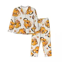 The-Lion-King Women's Pajamas Set Button Down Pajama 2 Piece Suit Pyjama Femme Nightwear Loungewear 1