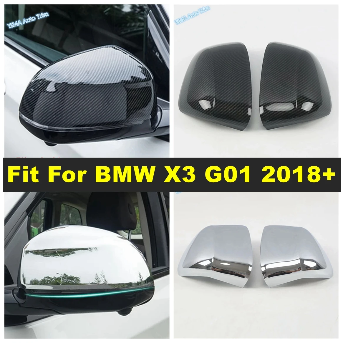 

Car Door Side Wing Rearview Mirror Case Side Mirror Chrome Decoration Cover Fit For BMW X3 G01 2018 - 2021 Exterior Accessories