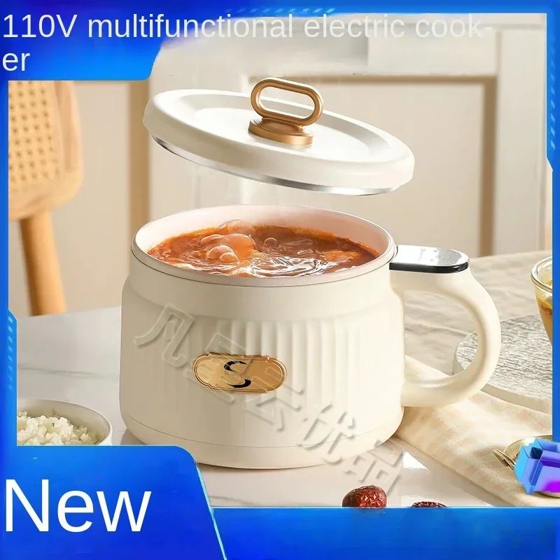 Electric Cooking Pot 110V Rice Cooker Ceramic Glazed Mini Portable Home