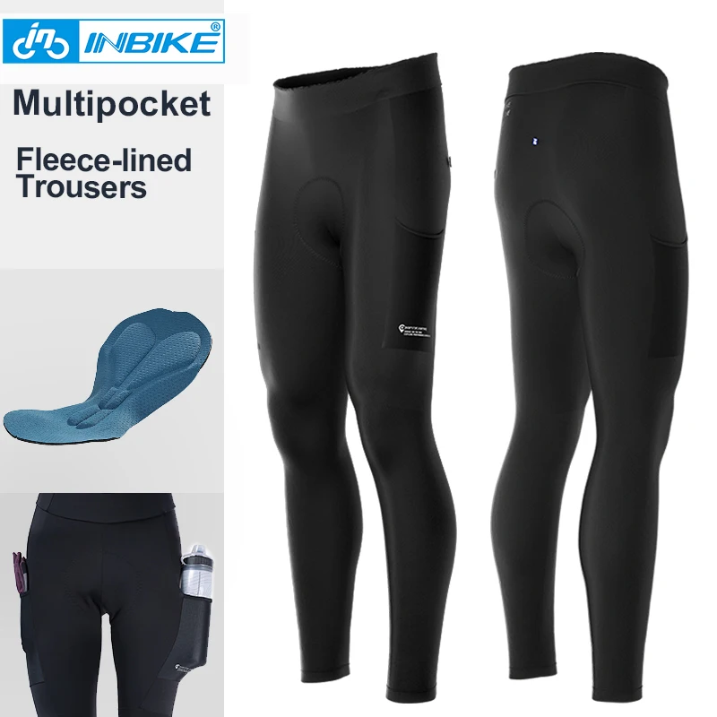 INBIKE Bicycle Pants Men's MTB Tights Winter Bike Clothing Pro Cycling Long Trousers Fleece Thermal Winter Windproof Warm