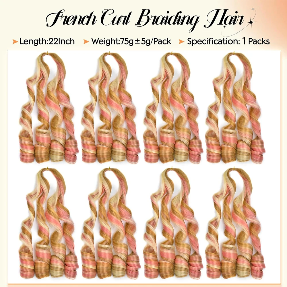24 Inch French Curl Braiding Hair Synthetic Hair Pre Stretched Loose Wavy Spiral Curl Crochet Braids Hair Bouncy for Black Women 5