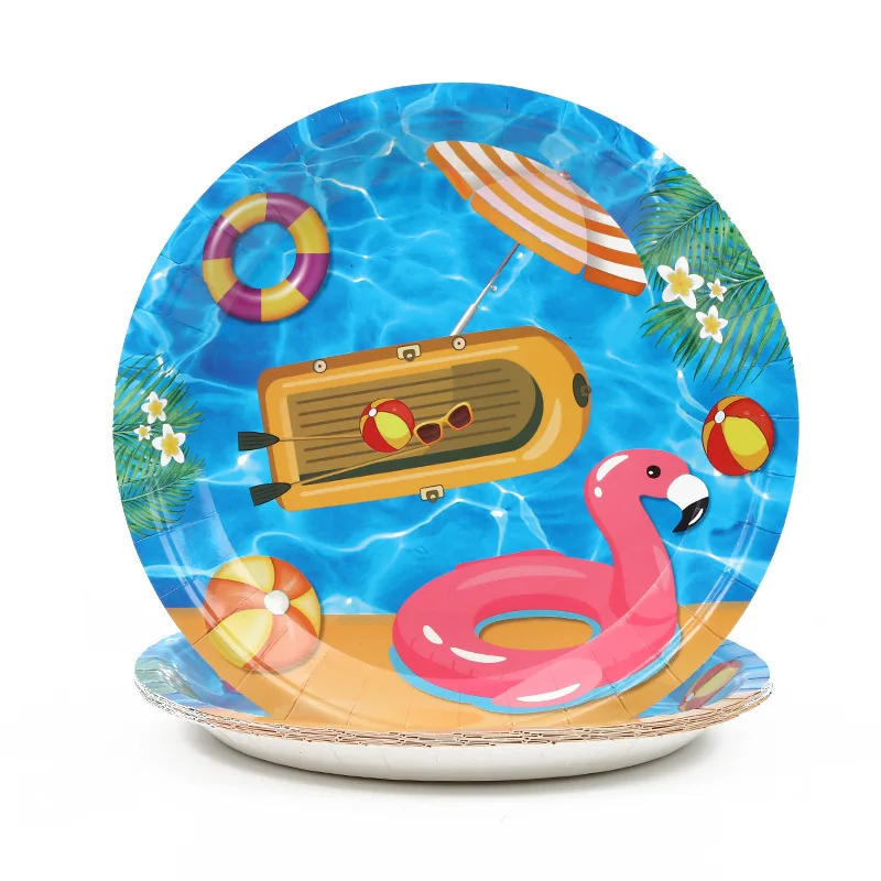 Summer Swimming Pool Theme Party Disposable Tableware Set Plates
