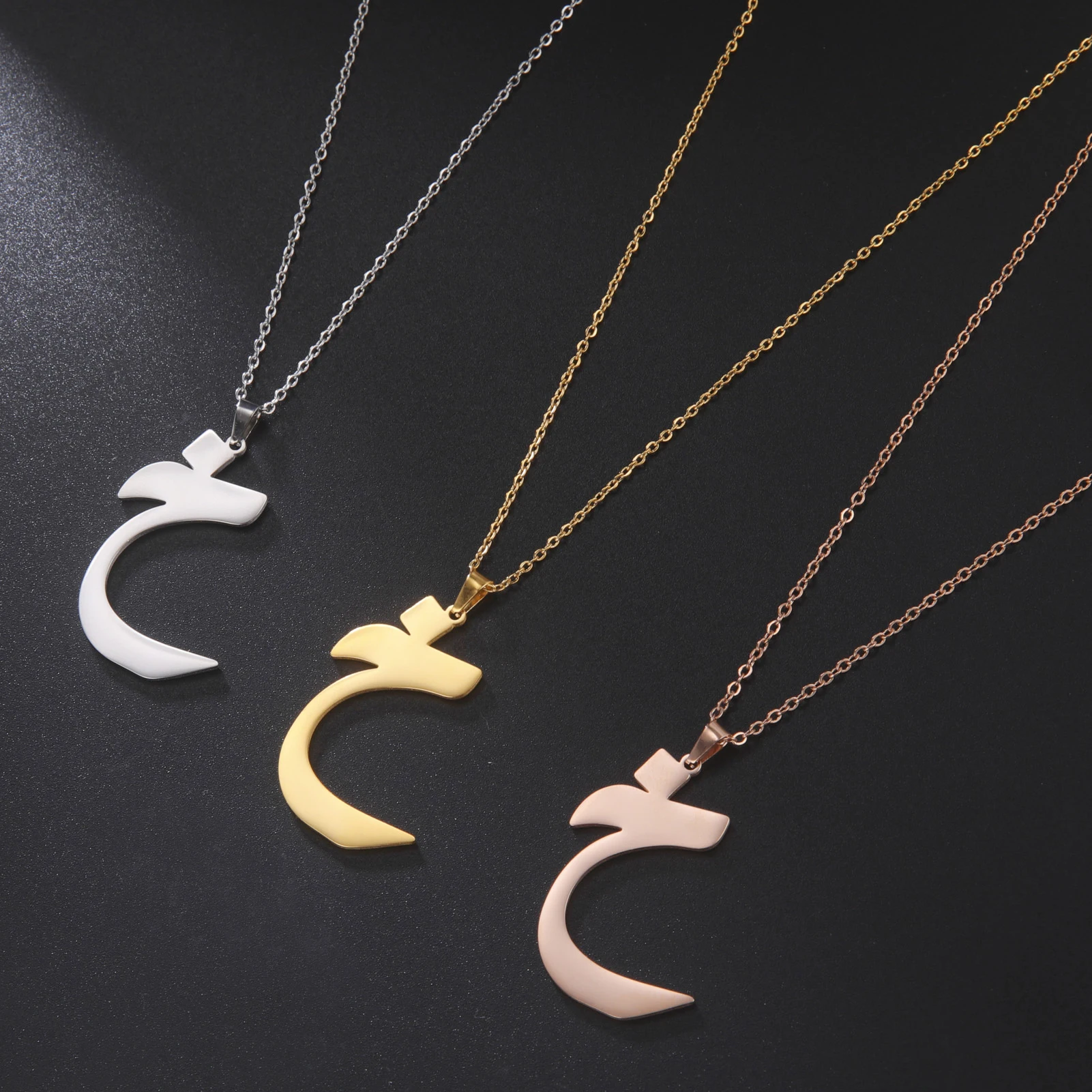 

Kkjoy Vintage Simple Stainless Steel 28 Arab Arabic Alphabet Necklace For Women Letter Choker Amulet Muslim Female Jewelry