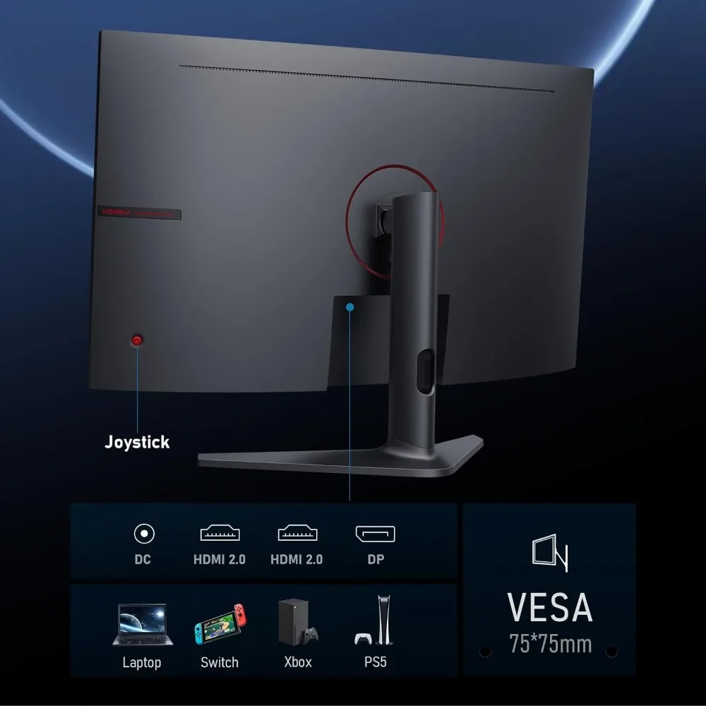 32 inch Curved Gaming Monitor-QHD (2560 x 1440) 2K Display, 170Hz 144Hz Monitor, 1500R Curvature, 1ms