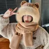 Trendy 3 in 1 Capybara Hat Scarf Set Cartoon Panda Scarf Hat Glove for Women Soft Ear Protection Furry Scarf Cap Set Girls 5