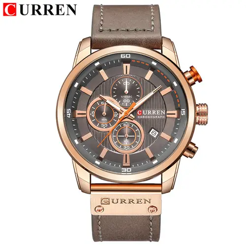 CURREN 8291 Mens Quartz Chronograph Watch Casual Leather Military Sport Fashion Gentleman Wristwatch - Image 7